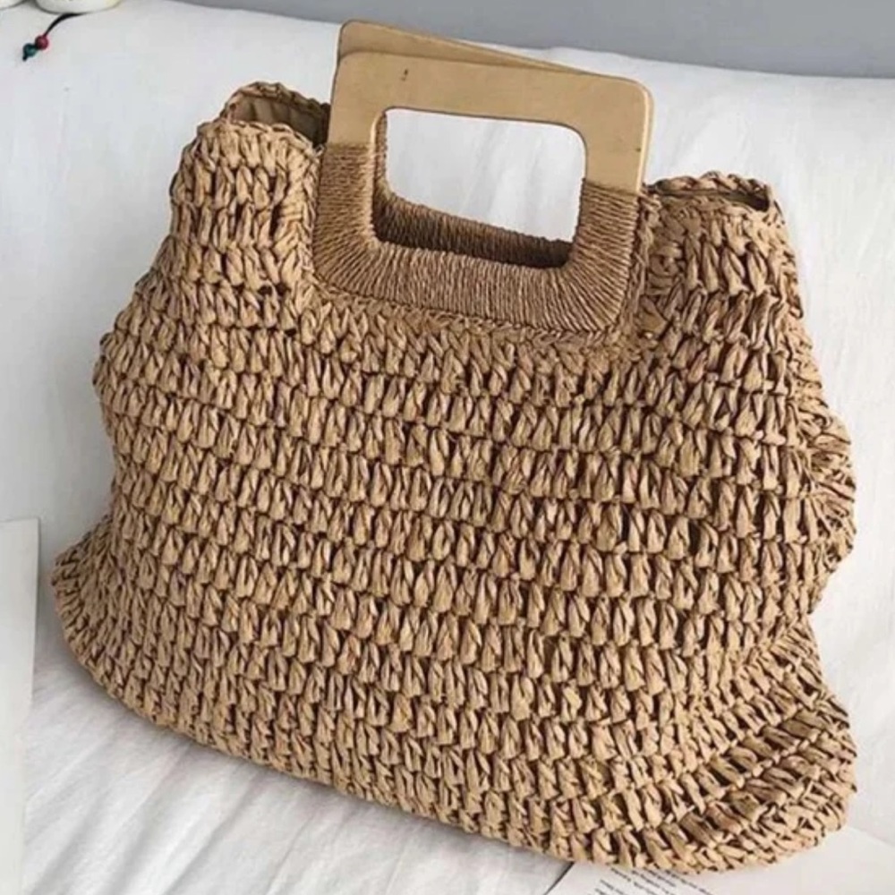 Boho straw large to handle summer bag - Picture 3 of 6
